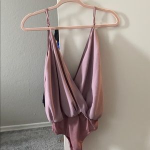 Lavender Deep V Bodysuit
